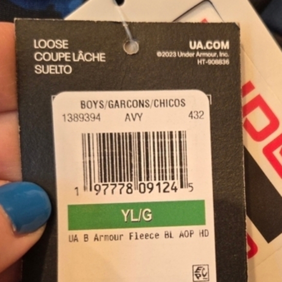 Under Armour Boys' Armour Fleece Camo Hoodie Youth Large Black Blue Activewear - Picture 7 of 8